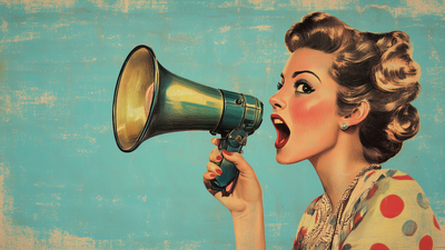 A woman yelling into a megaphone