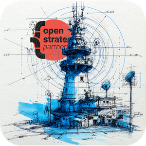 Illustration: an antenna tower broadcasting signals