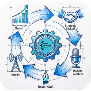 Cycle diagram of how the OSP Thought Leadership Engine works. Steps match text description on page.
