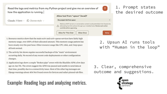 Screenshot of AI/MCP interaction with the Upsun.com hosting platform